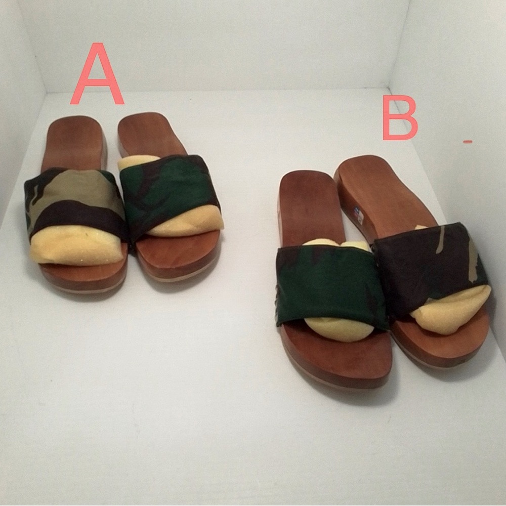 SALE 🛑🔥 Mystique Boutique Army Green Fabric / Wooden Studded design Sandals {B}